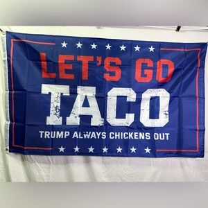 Let’s Go Taco Trump Always Chickens Out Flag 5x3 Ft.